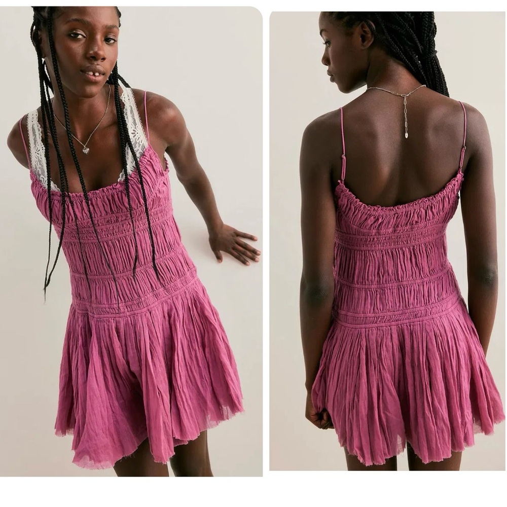Free People One Kaiya Romper Women’s Size M Cotton Gauze Culottes Rose Wine Boho